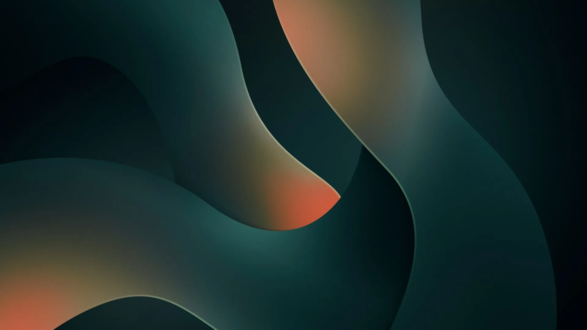 Abstract black and orange wave curves against a dark background